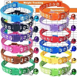 Super Soft Nylon Adjustable Whelping Litter Puppy Collars - Footprints